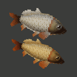 a pair of 3D Pixel art carp